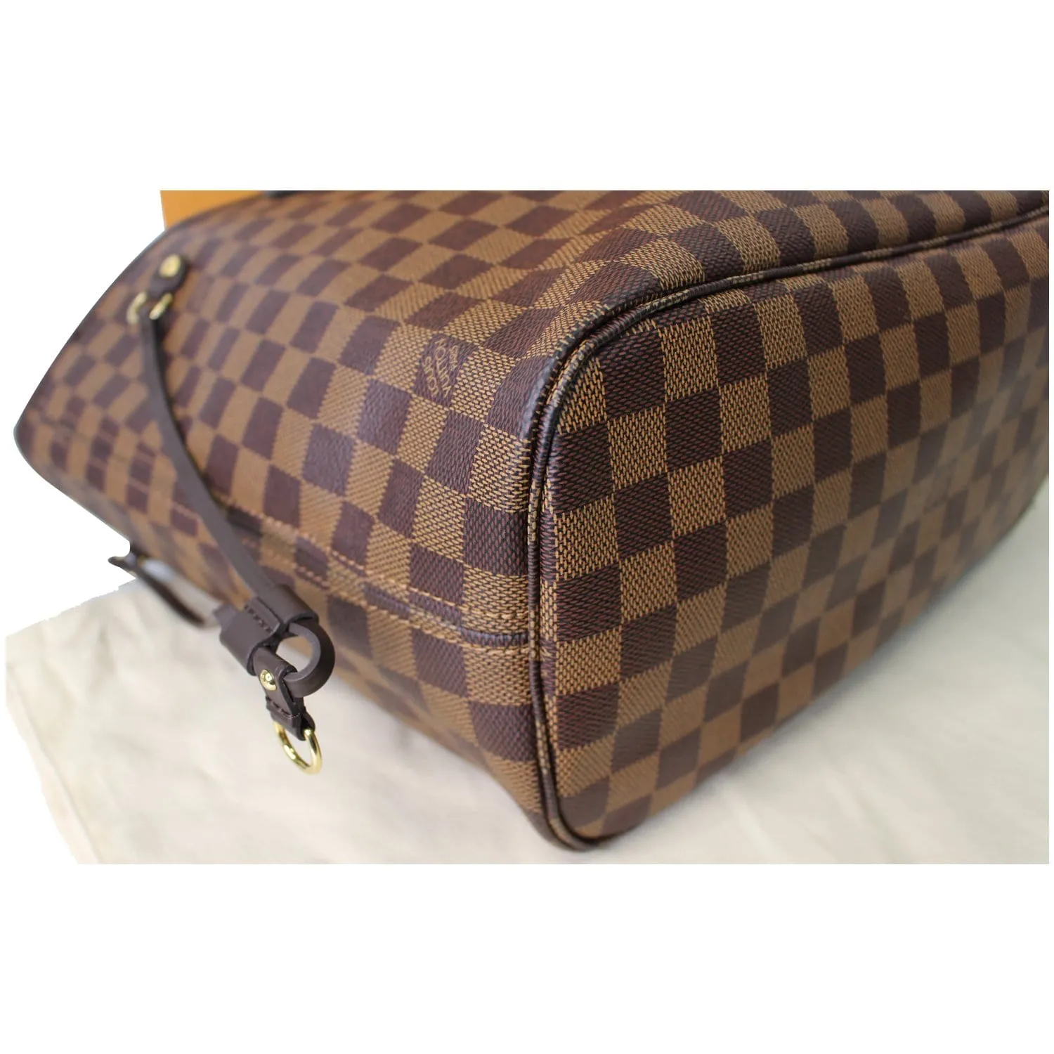 LOUIS VUITTON Neverfull MM Damier Ebene Tote Shoulder Bag Brown