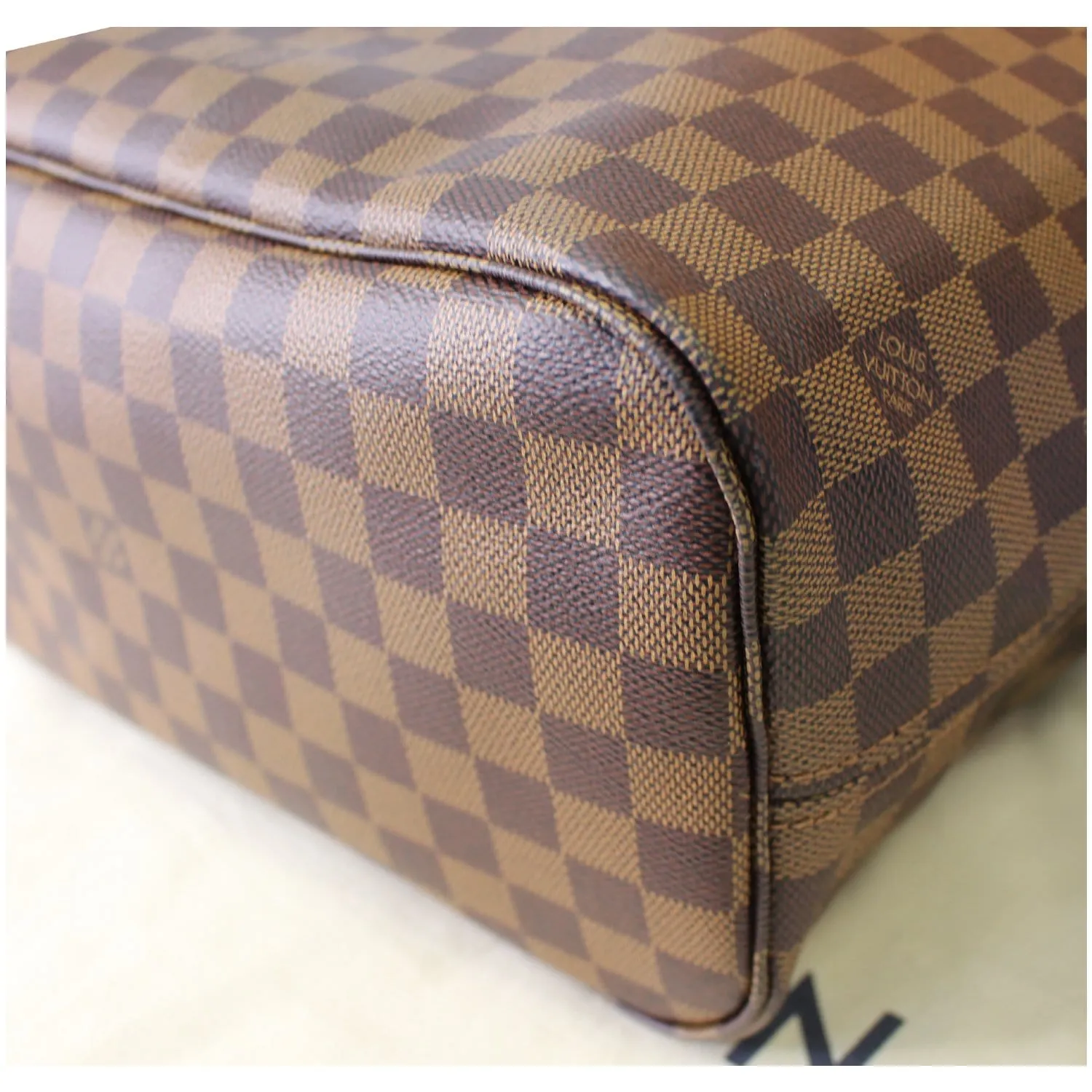 LOUIS VUITTON Neverfull MM Damier Ebene Tote Shoulder Bag Brown