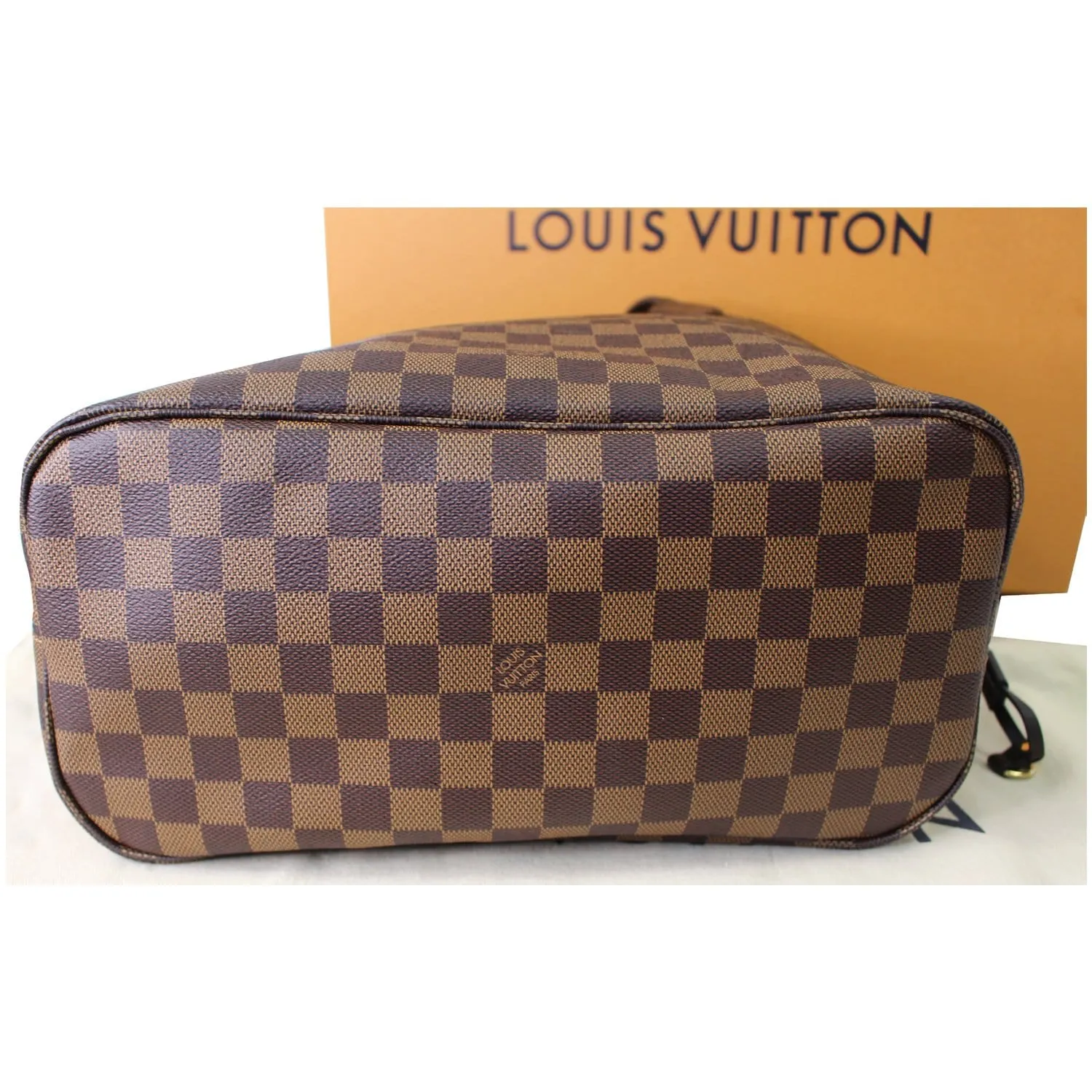 LOUIS VUITTON Neverfull MM Damier Ebene Tote Shoulder Bag Brown