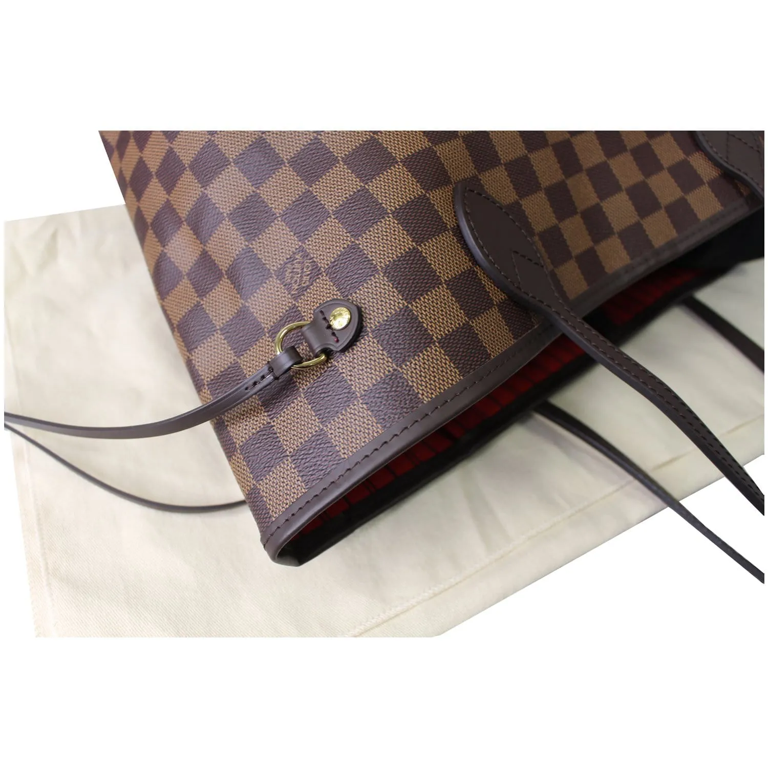 LOUIS VUITTON Neverfull MM Damier Ebene Tote Shoulder Bag Brown