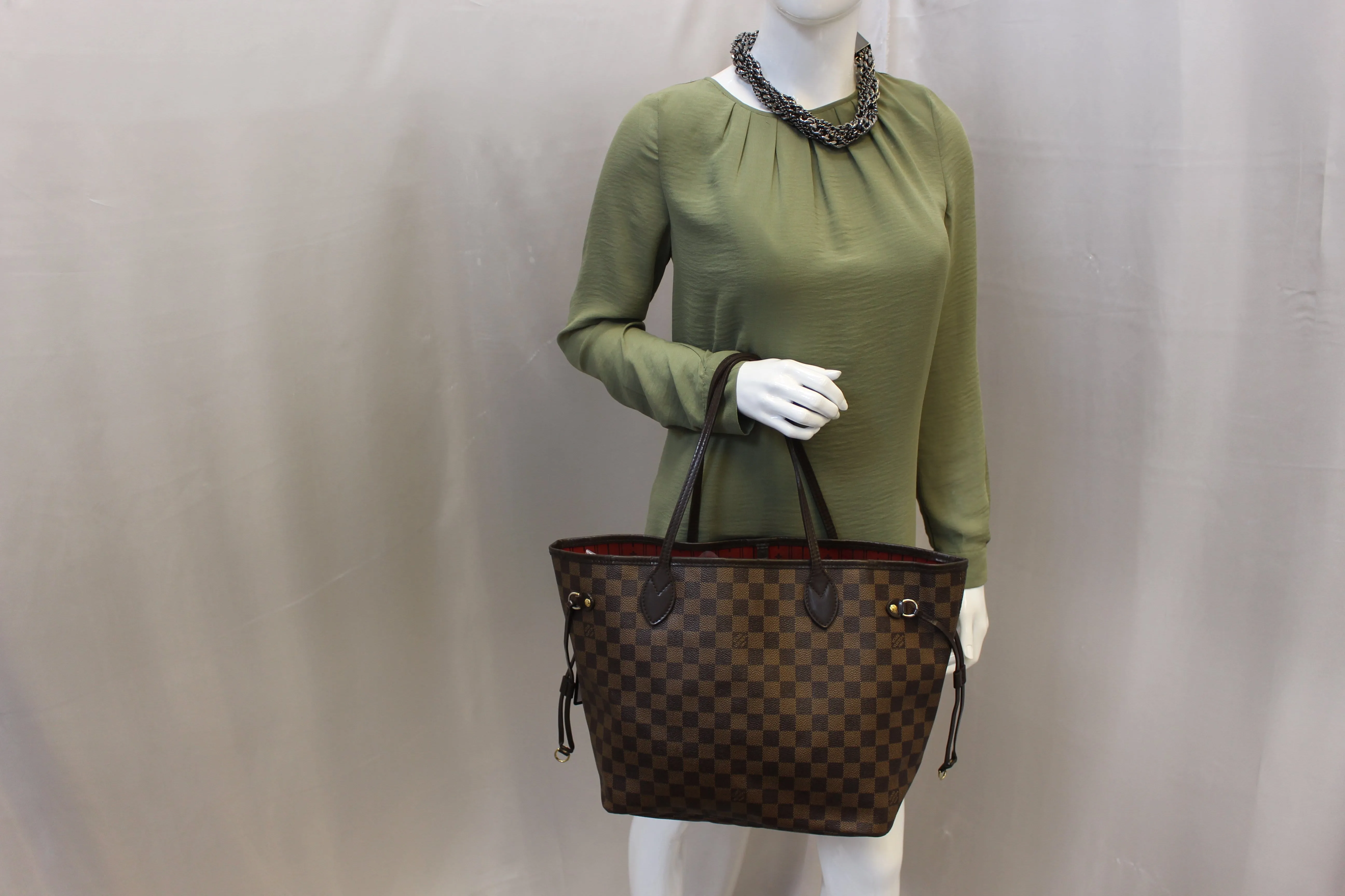 LOUIS VUITTON Neverfull MM Damier Ebene  Tote Shoulder Bag