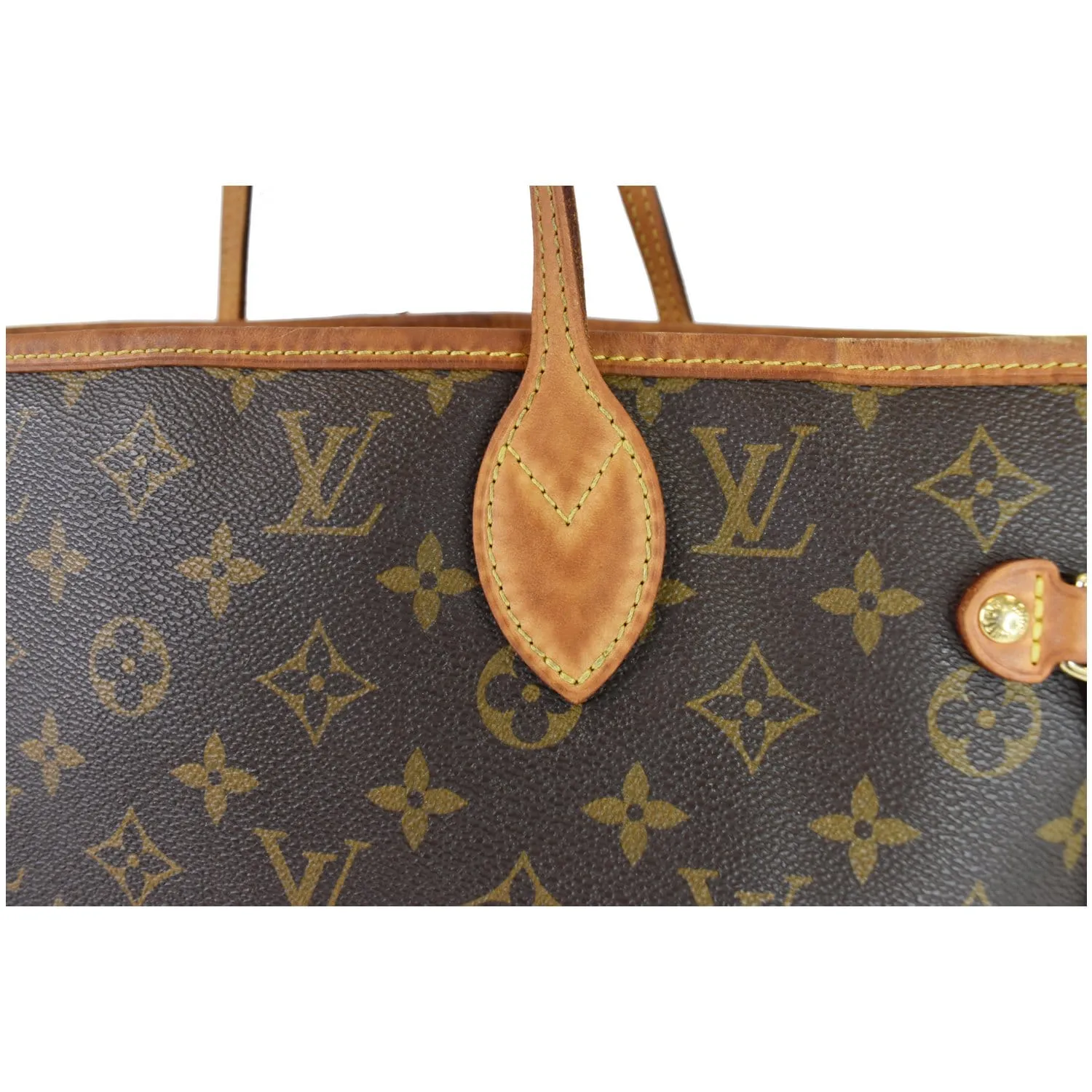LOUIS VUITTON Neverfull MM Monogram Canvas Tote Shoulder Bag Brown