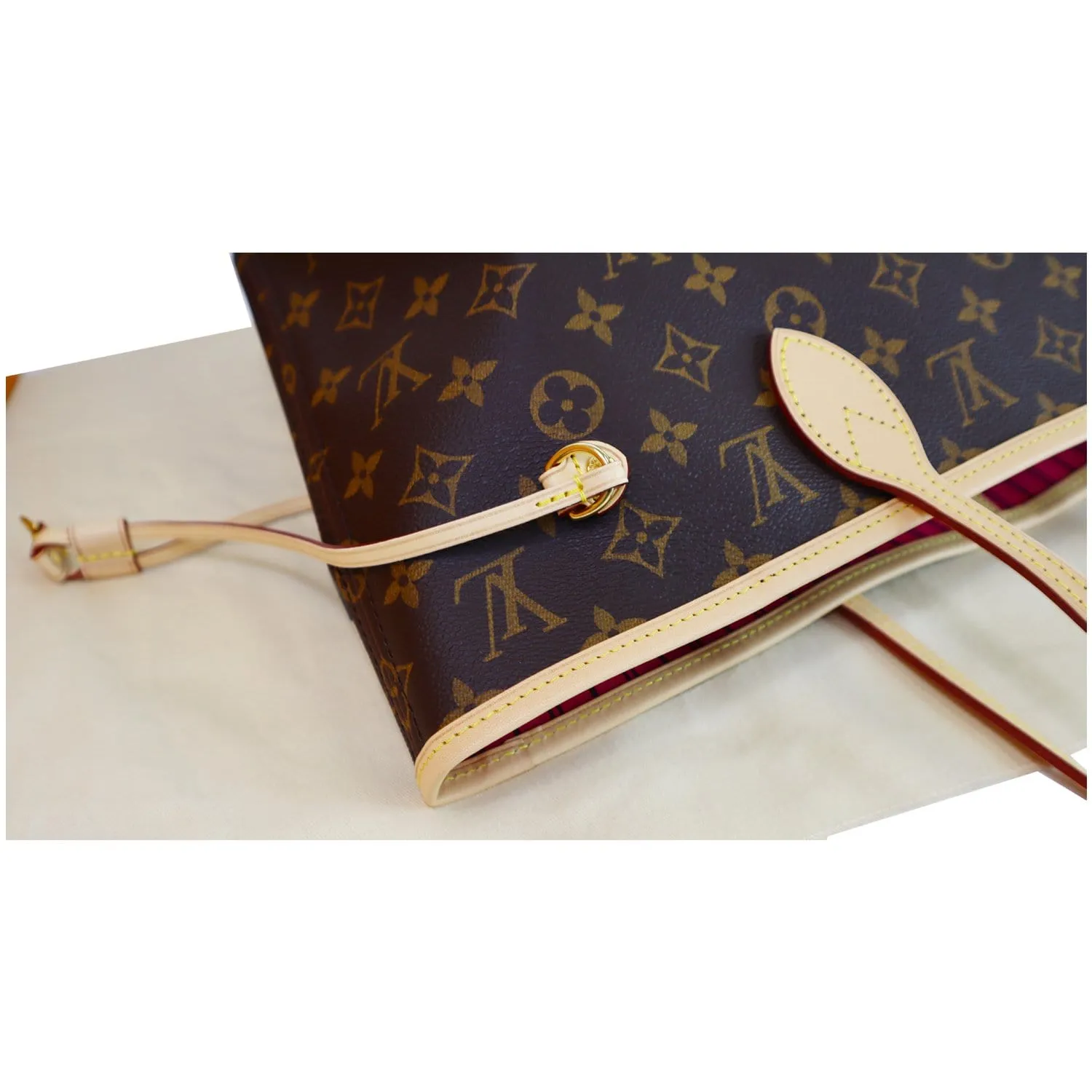 LOUIS VUITTON Neverfull MM Monogram Canvas Tote Shoulder Bag Fuchsia
