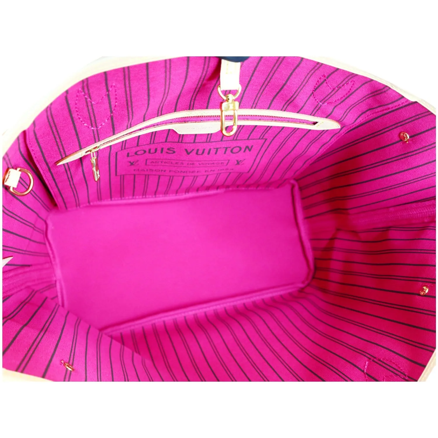 LOUIS VUITTON Neverfull MM Monogram Canvas Tote Shoulder Bag Fuchsia