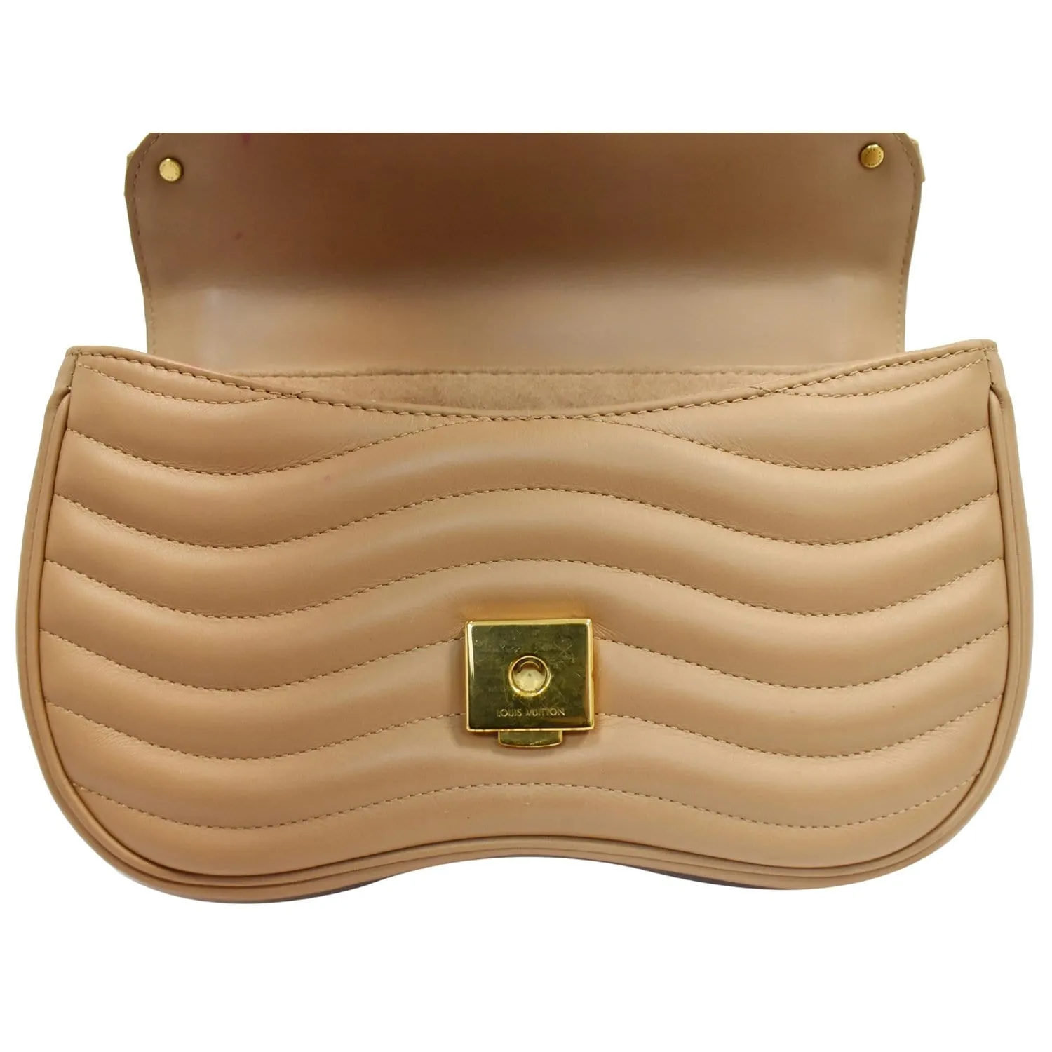 LOUIS VUITTON New Wave Chain MM Calfskin Leather Shoulder Bag Beige