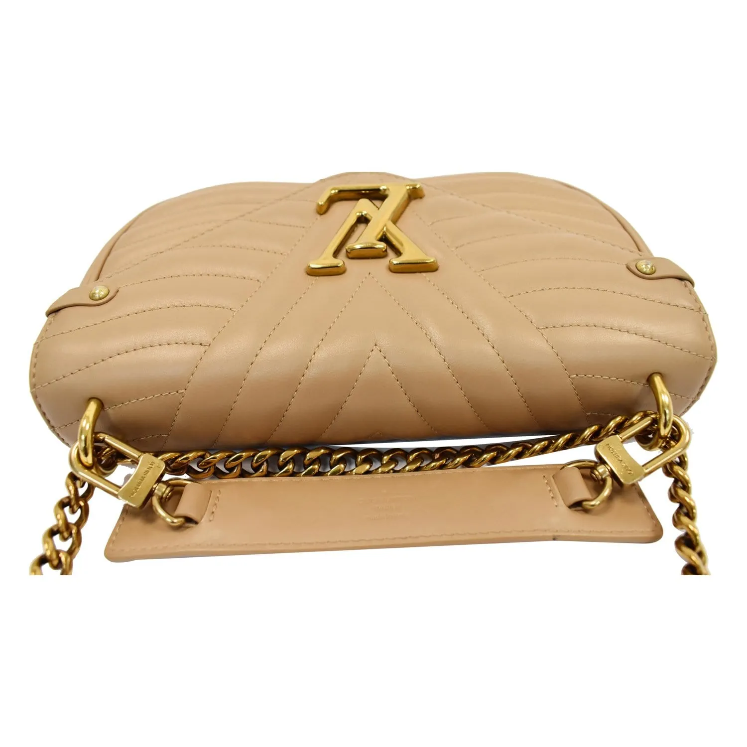 LOUIS VUITTON New Wave Chain MM Calfskin Leather Shoulder Bag Beige