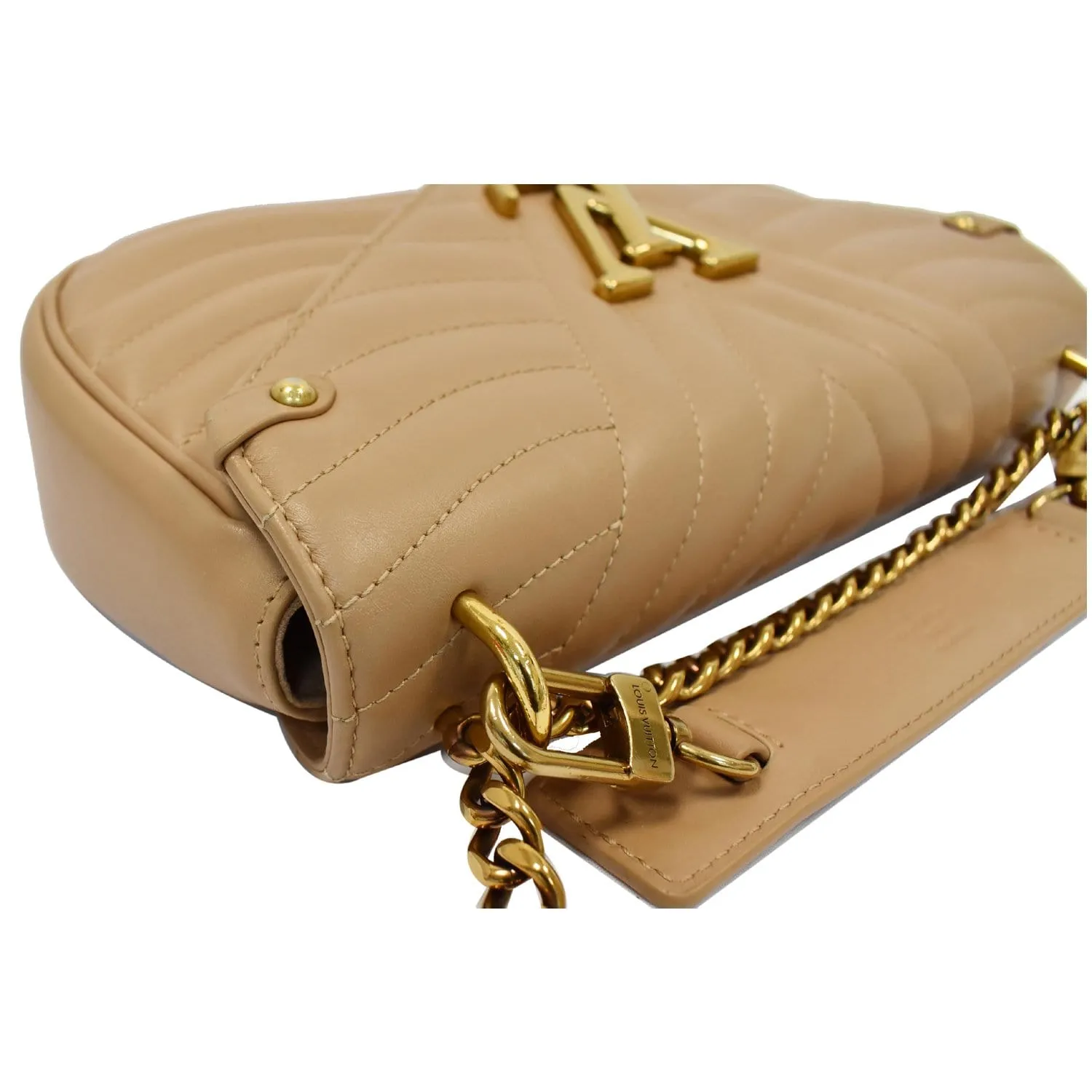 LOUIS VUITTON New Wave Chain MM Calfskin Leather Shoulder Bag Beige