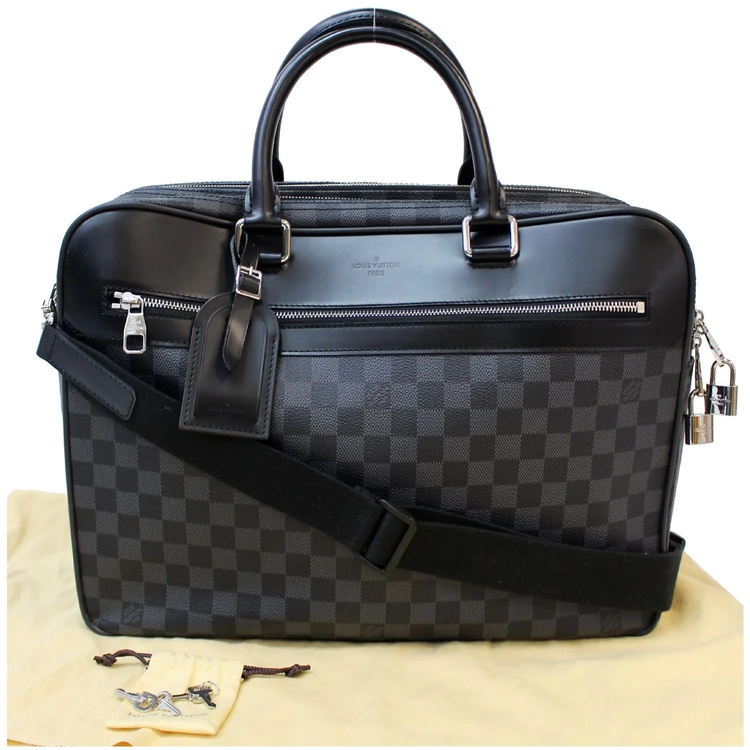 LOUIS VUITTON Overnight Damier Graphite Business Travel Bag Black