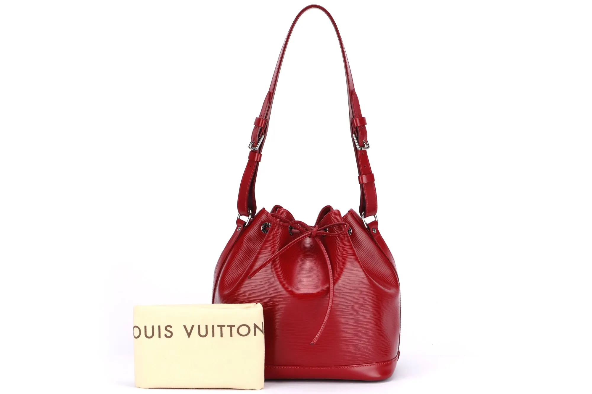 Louis Vuitton Petit Néonoé Red Epi Leather Bucket Bag (TJ1183), Silver Hardware, with Dust Cover