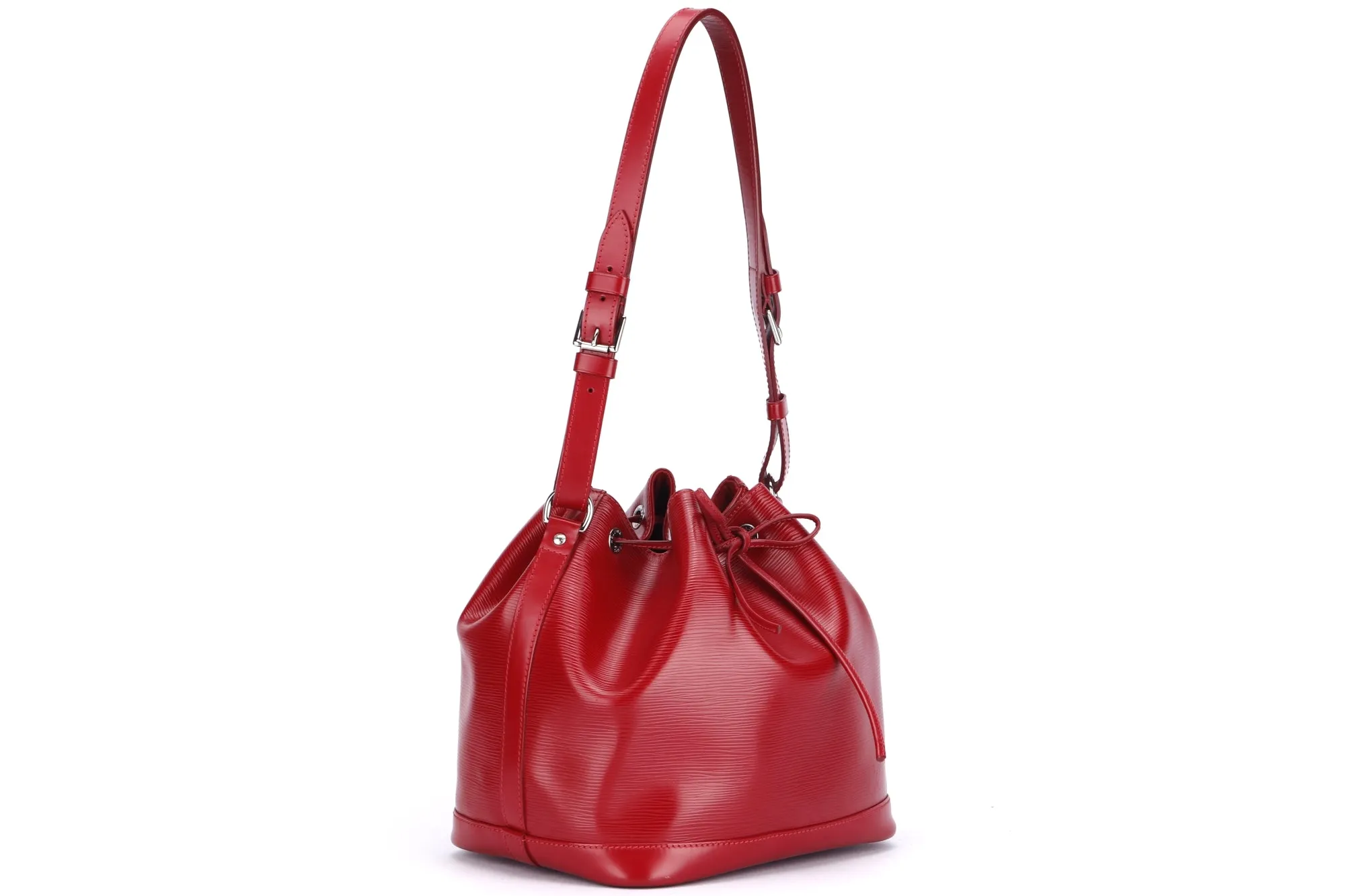 Louis Vuitton Petit Néonoé Red Epi Leather Bucket Bag (TJ1183), Silver Hardware, with Dust Cover