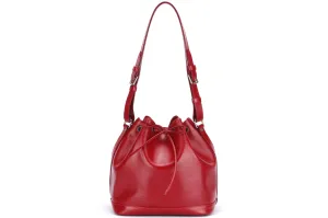 Louis Vuitton Petit Néonoé Red Epi Leather Bucket Bag (TJ1183), Silver Hardware, with Dust Cover