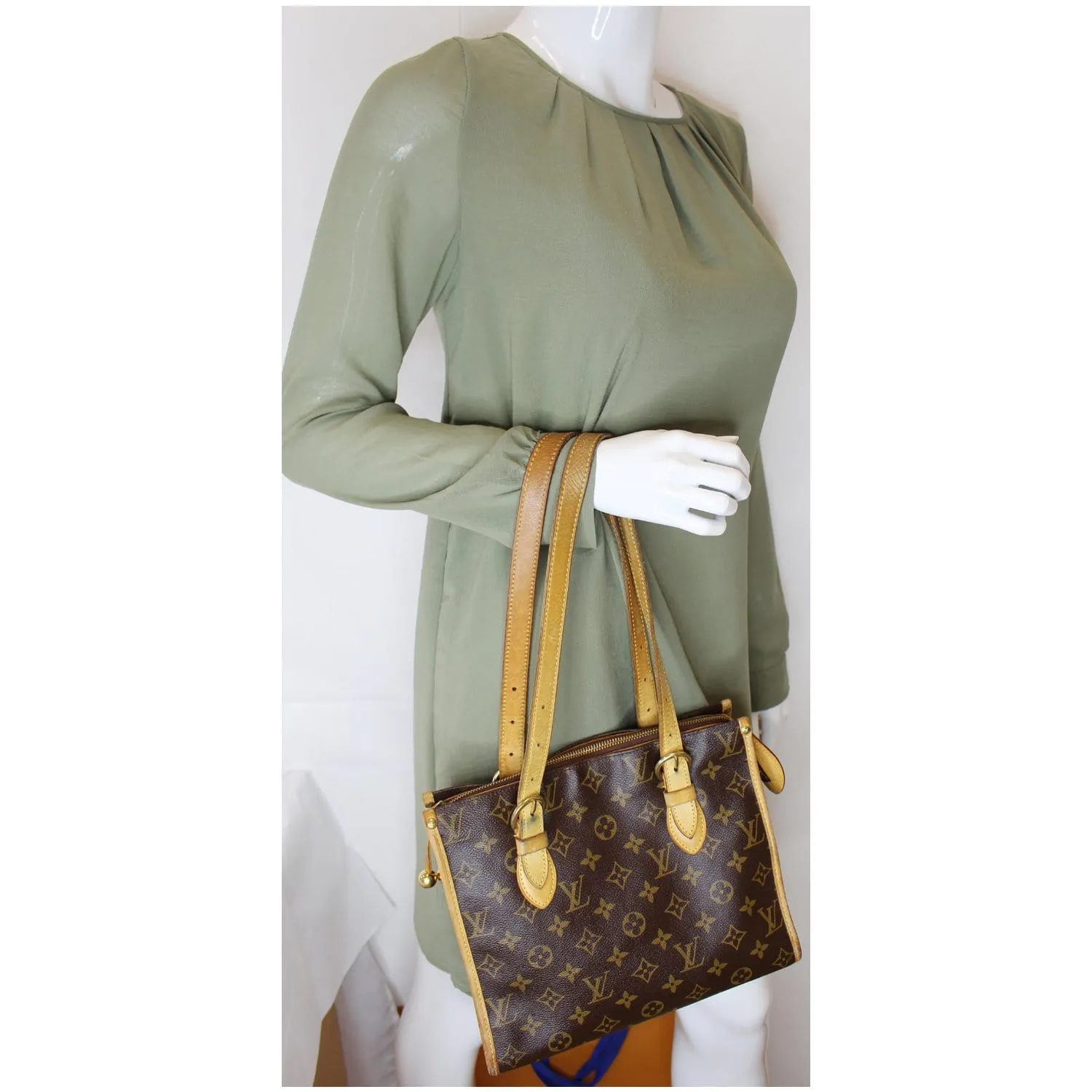 LOUIS VUITTON Popincourt Haut Monogram Canvas Shoulder Bag Brown