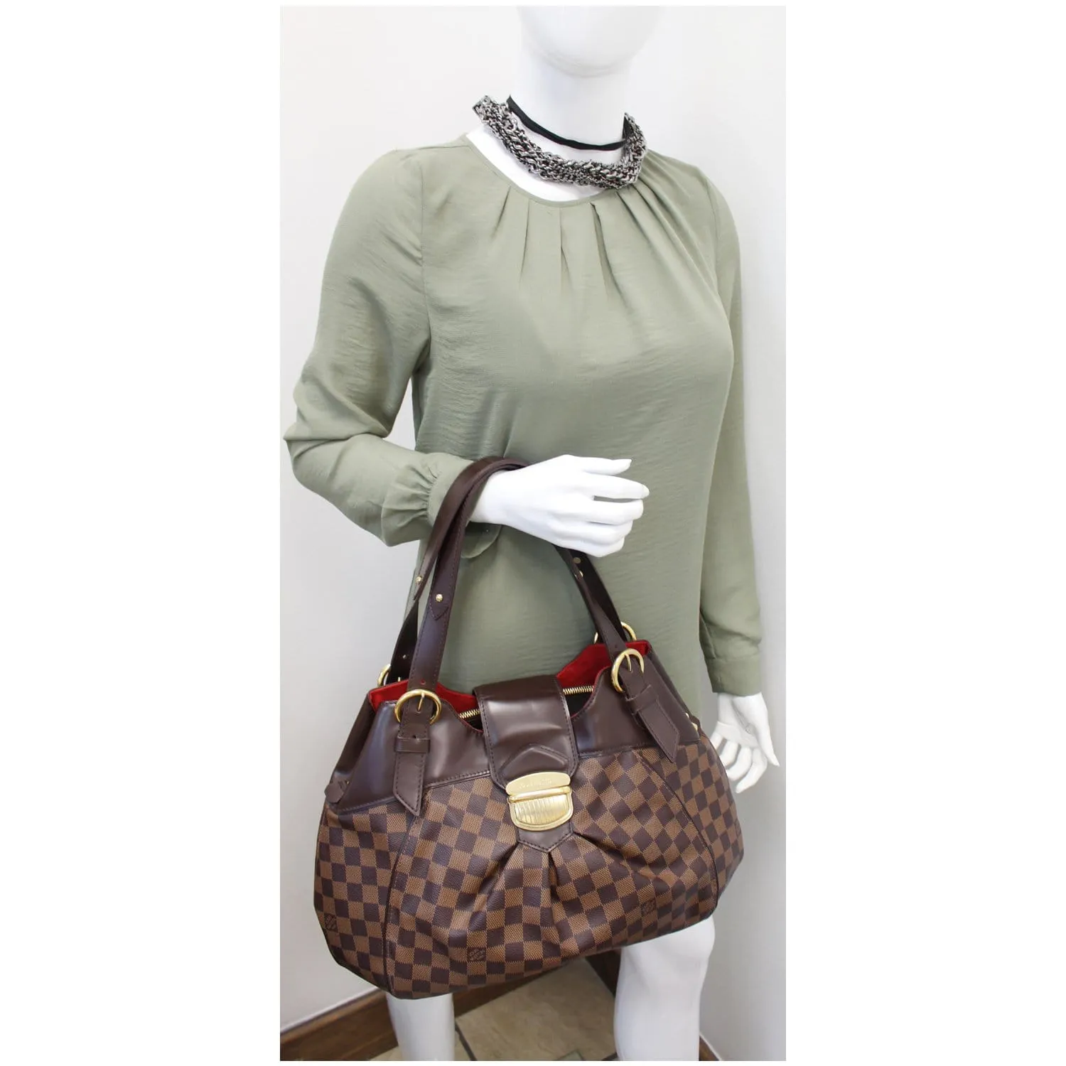 LOUIS VUITTON Sistina GM Damier Ebene Shoulder Handbag Brown - 15% OFF