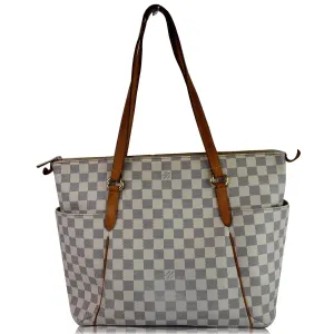 LOUIS VUITTON Totally MM Damier Azur Shoulder Bag White