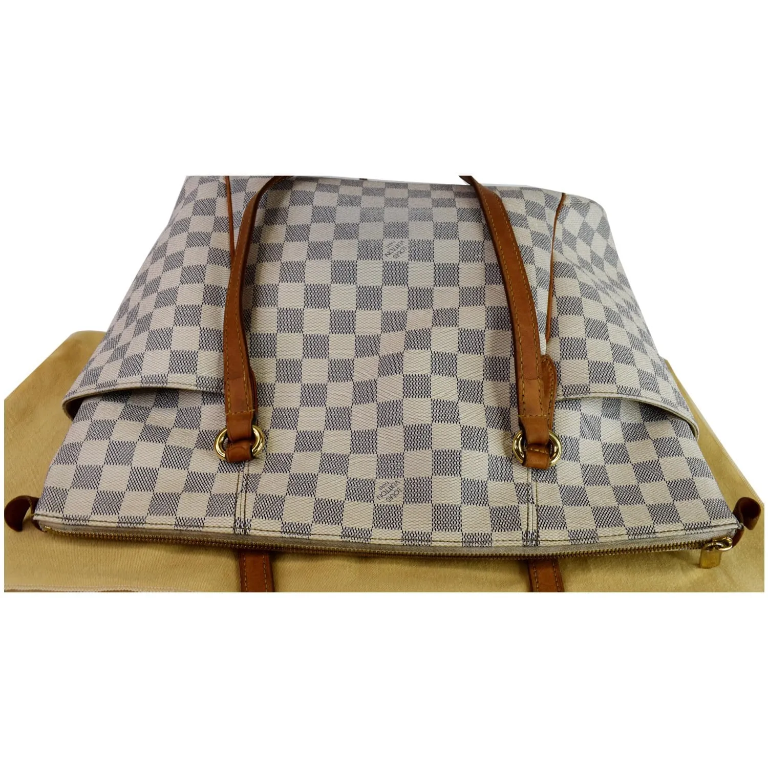 LOUIS VUITTON Totally MM Damier Azur Shoulder Bag White