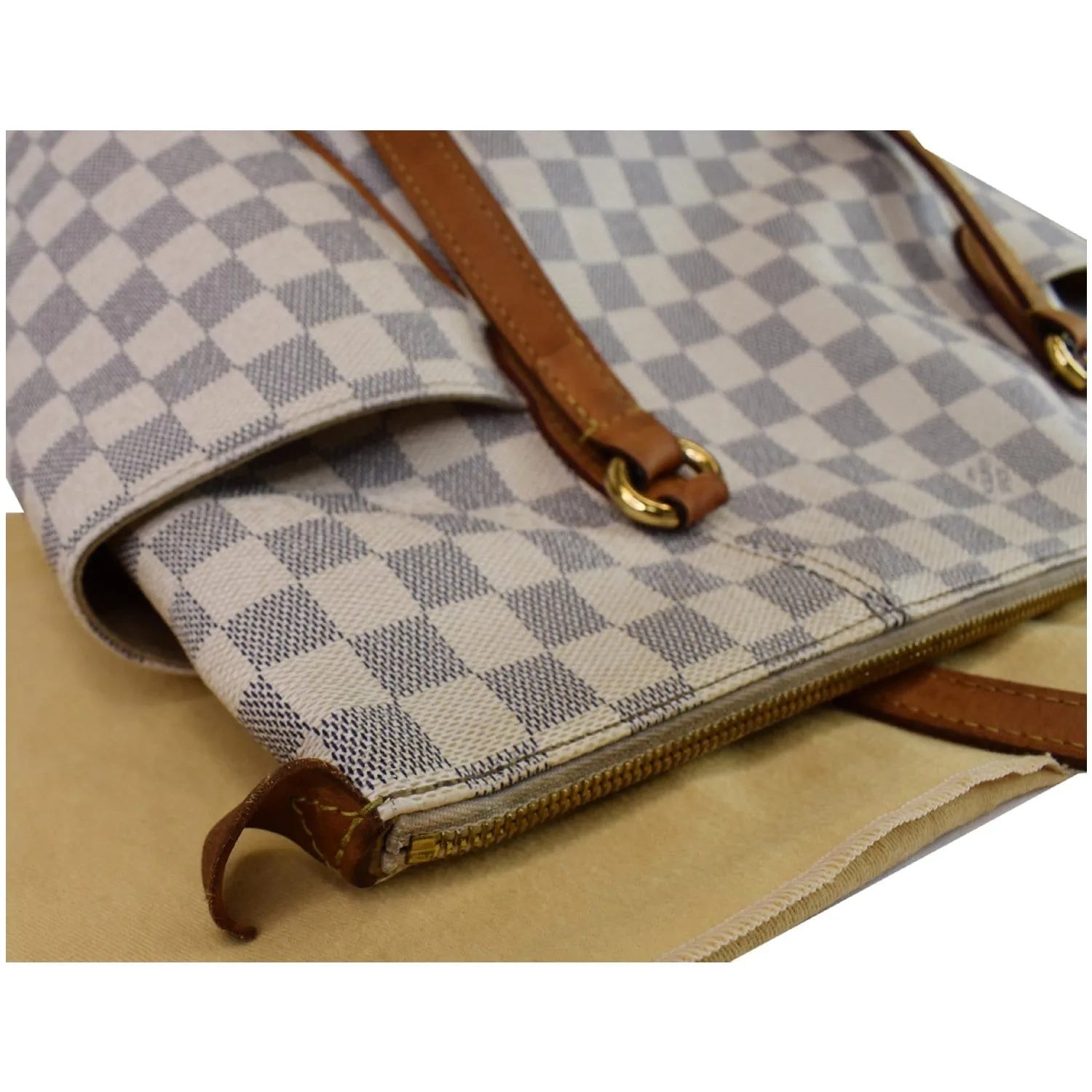 LOUIS VUITTON Totally MM Damier Azur Shoulder Bag White