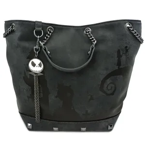 Loungefly Disney Nightmare Before Christmas Halloween Town Bucket Charm Bag