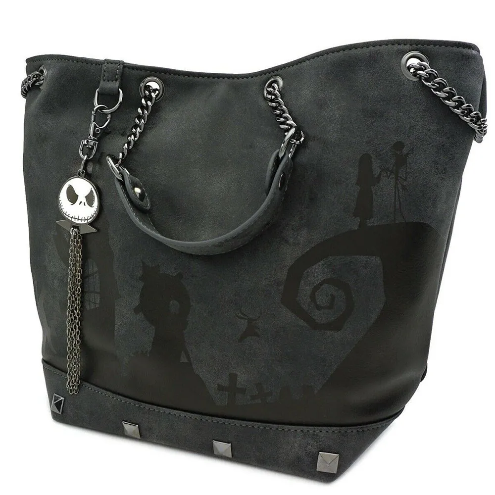 Loungefly Disney Nightmare Before Christmas Halloween Town Bucket Charm Bag