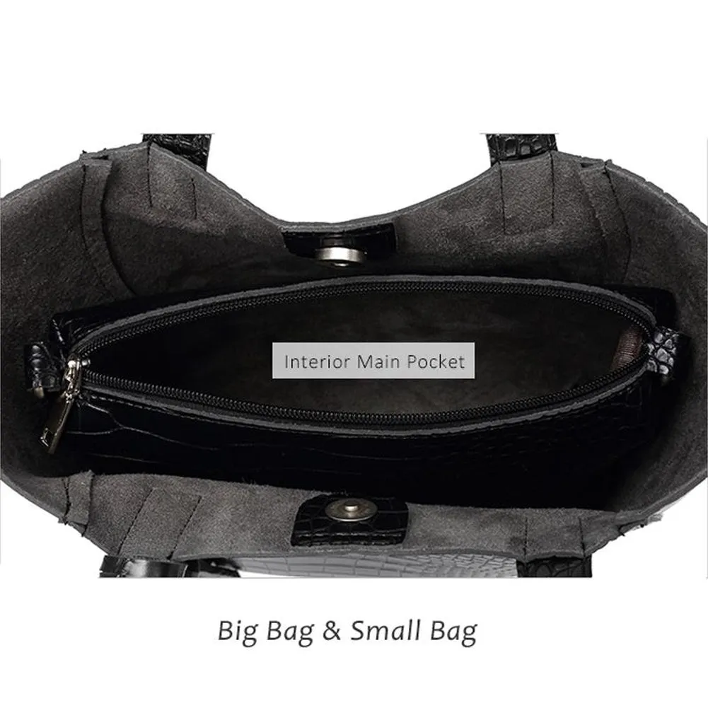 <bold>Tote & Crossbody Bag Set <br>Vegan-Leather