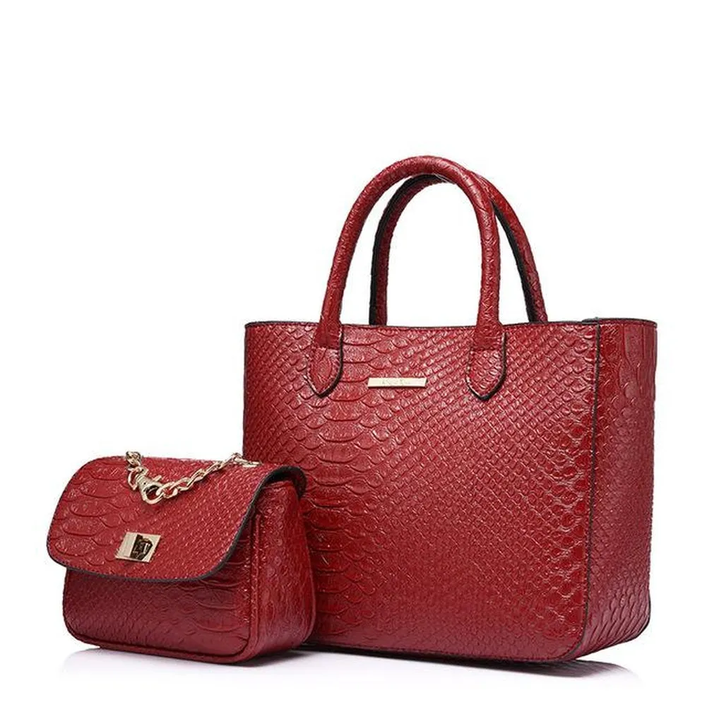 <bold>Tote & Crossbody Bag Set <br>Vegan-Leather