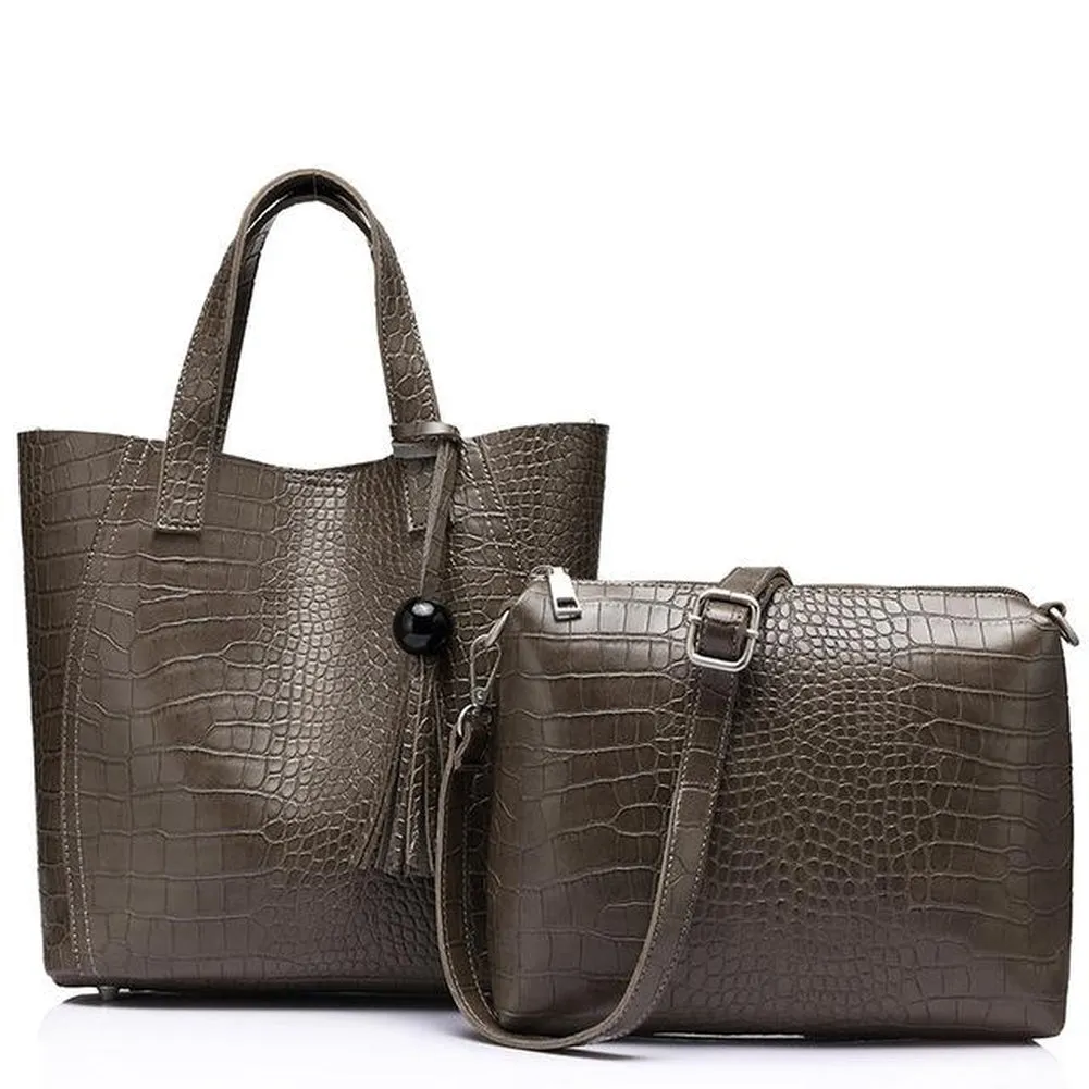 <bold>Tote & Crossbody Bag Set <br>Vegan-Leather