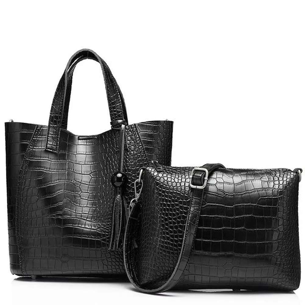 <bold>Tote & Crossbody Bag Set <br>Vegan-Leather