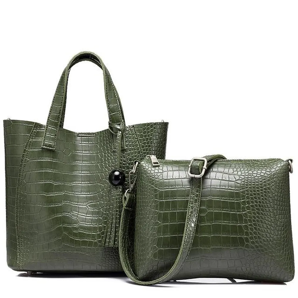 <bold>Tote & Crossbody Bag Set <br>Vegan-Leather