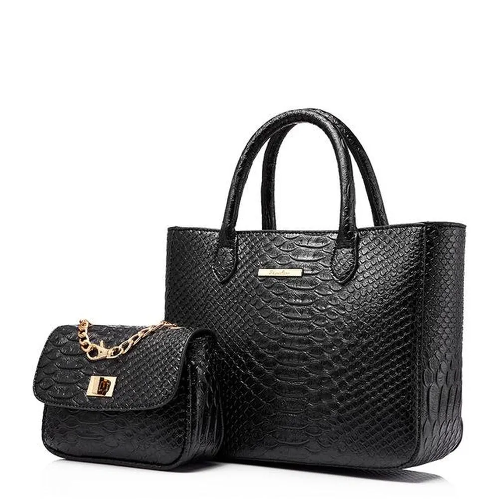 <bold>Tote & Crossbody Bag Set <br>Vegan-Leather