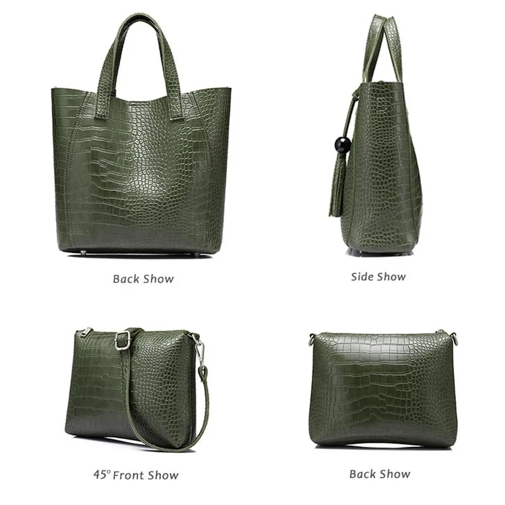 <bold>Tote & Crossbody Bag Set <br>Vegan-Leather