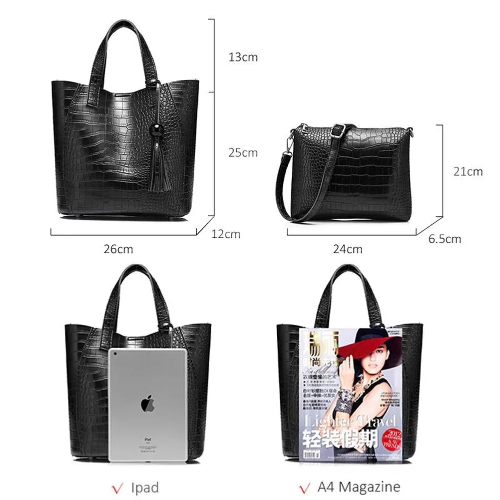 <bold>Tote & Crossbody Bag Set <br>Vegan-Leather