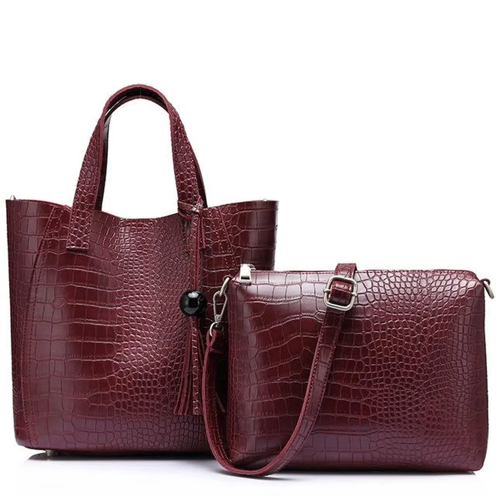 <bold>Tote & Crossbody Bag Set <br>Vegan-Leather