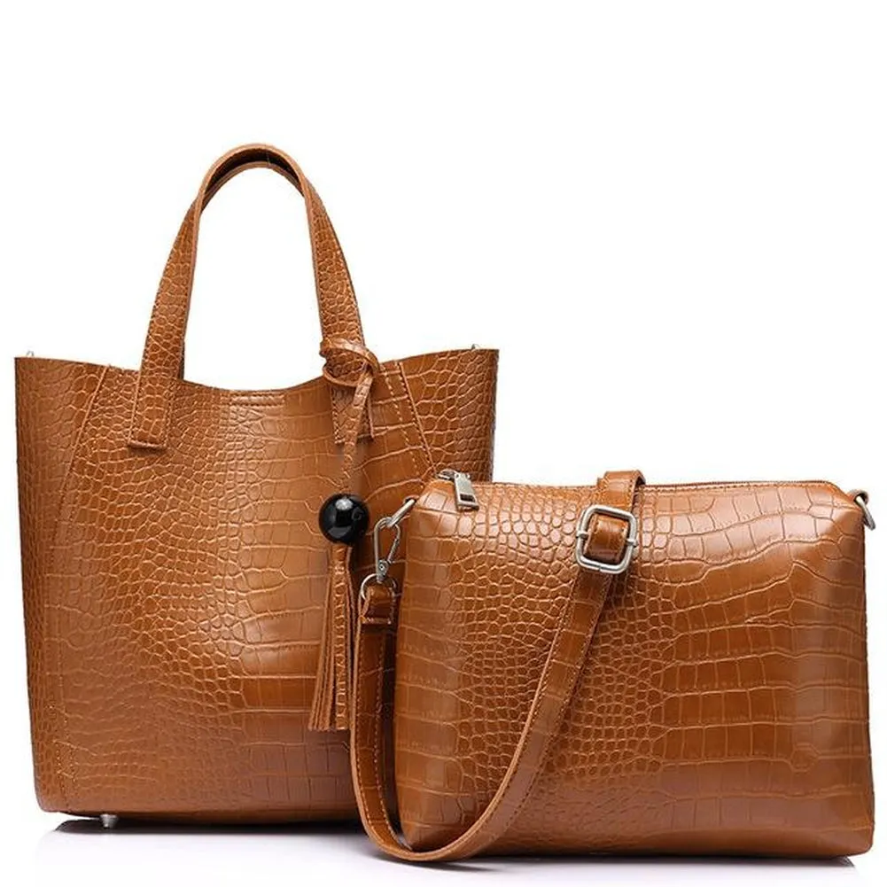 <bold>Tote & Crossbody Bag Set <br>Vegan-Leather