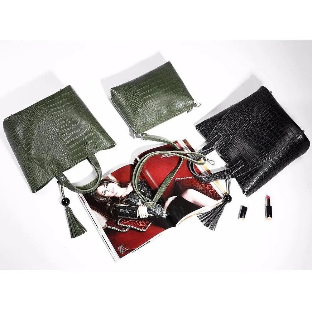<bold>Tote & Crossbody Bag Set <br>Vegan-Leather