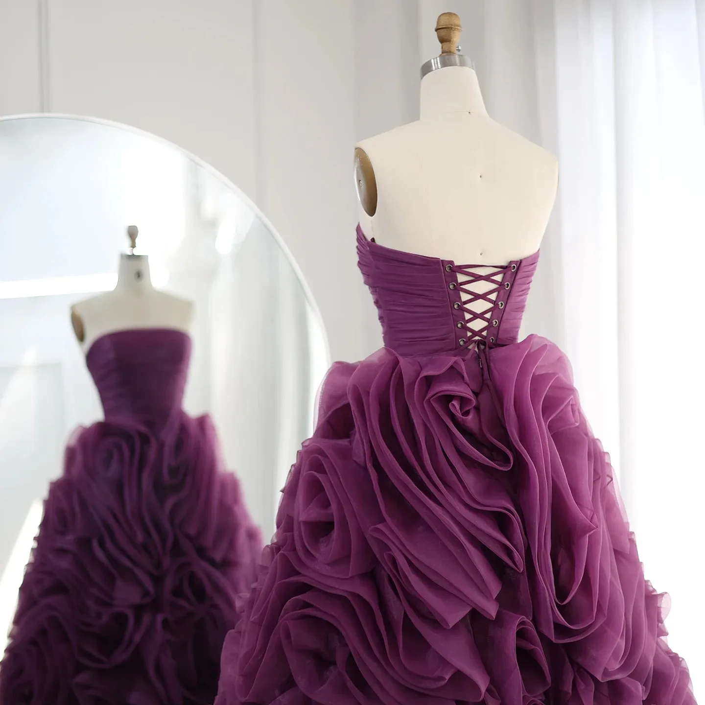 Luxury 3D Rose Flower Pink Short Evening Dress