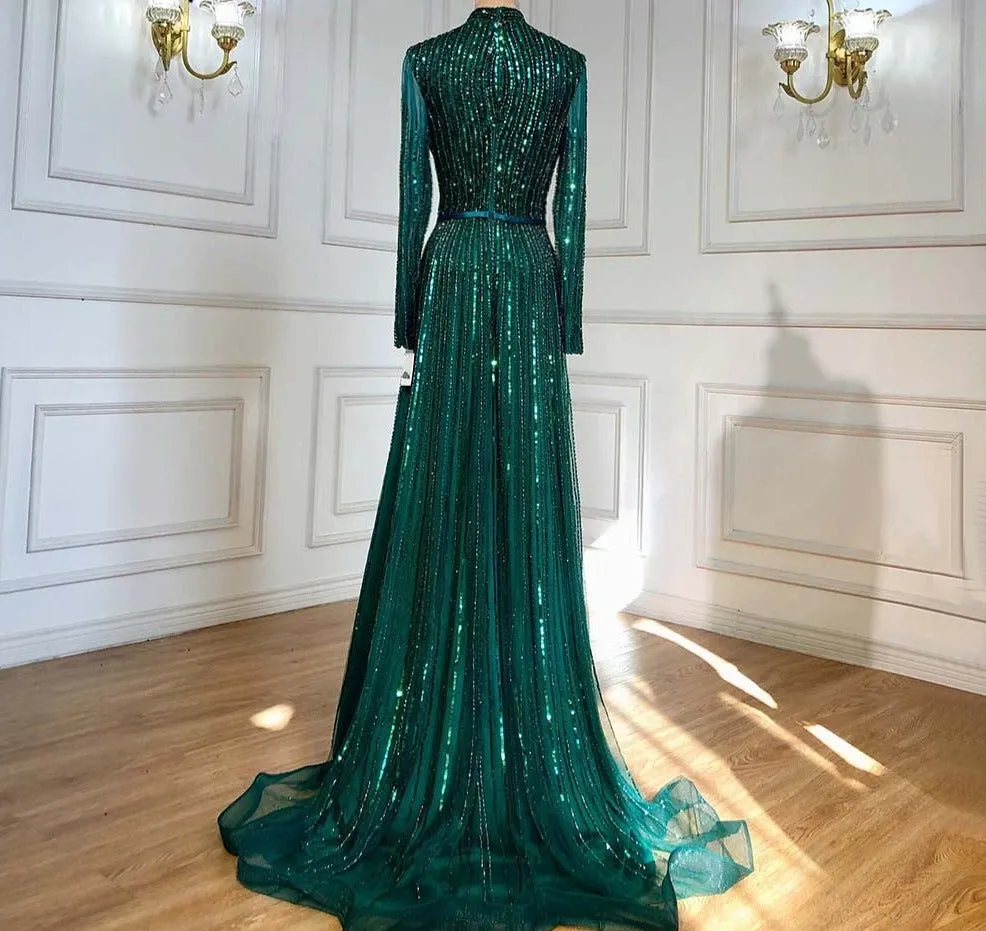 Luxury Evening Dresses Gowns A-Line Sparkle Beading For Women Party