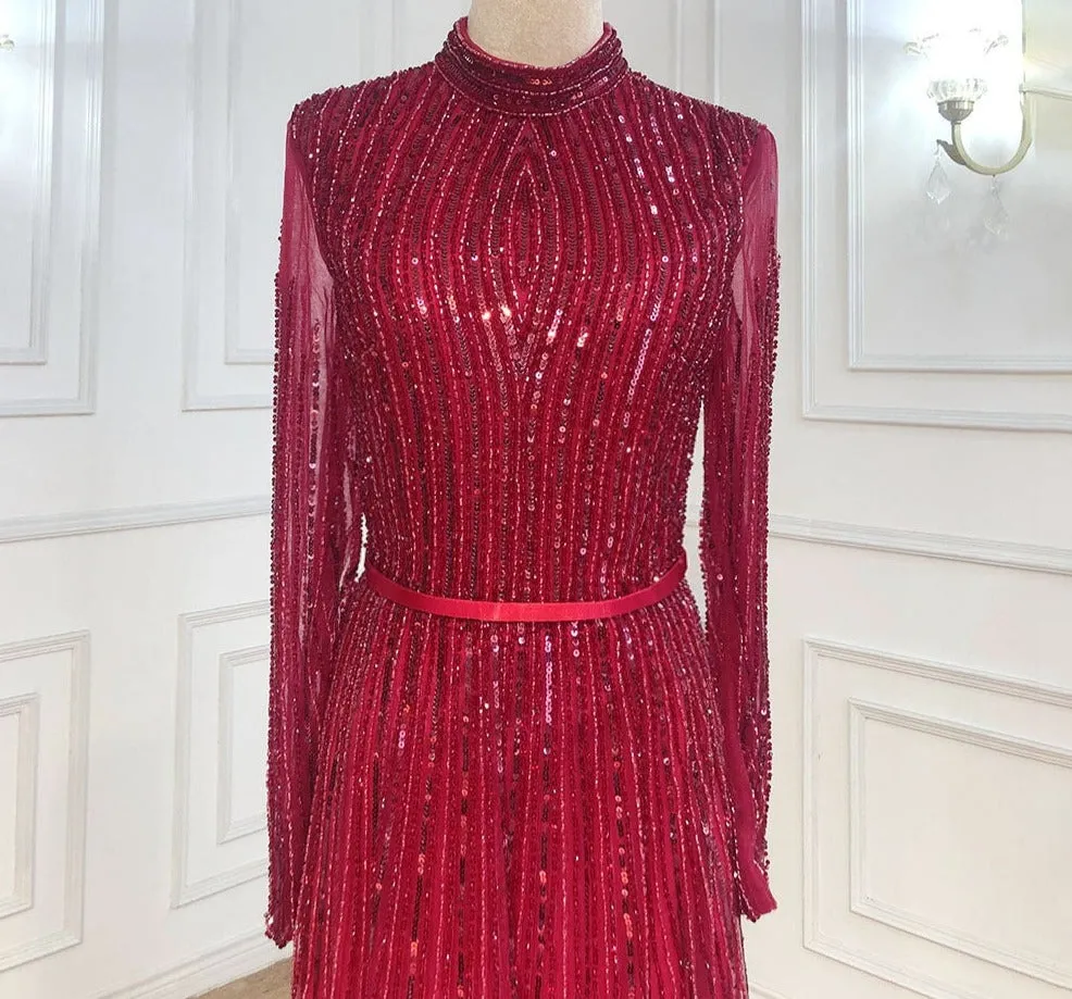 Luxury Evening Dresses Gowns A-Line Sparkle Beading For Women Party
