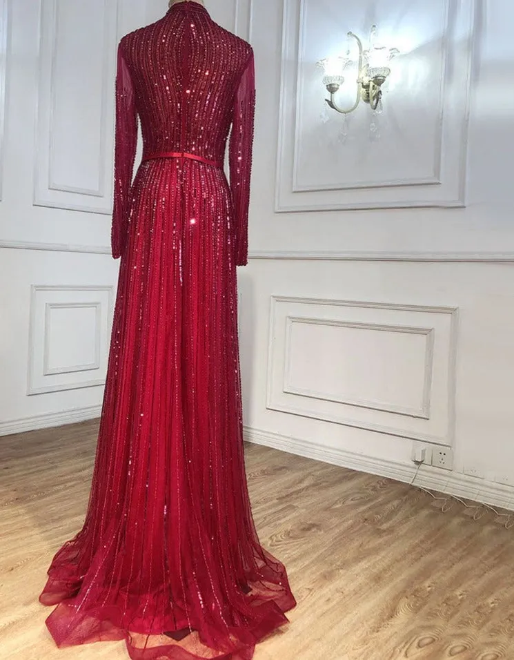 Luxury Evening Dresses Gowns A-Line Sparkle Beading For Women Party