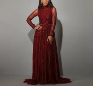 Luxury Evening Dresses Gowns A-Line Sparkle Beading For Women Party