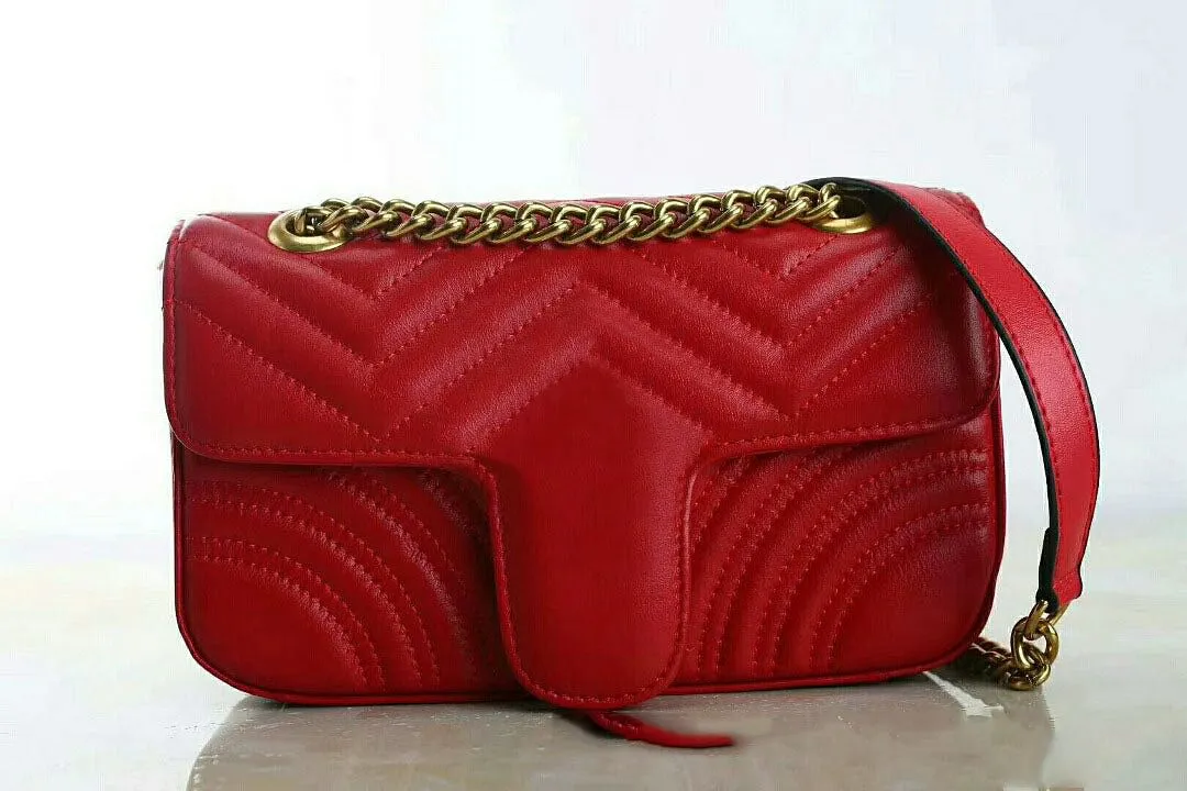 Luxury High Quality Fashion Love heart V Wave Pattern Satchel Designer Shoulder Bag Chain Handbag