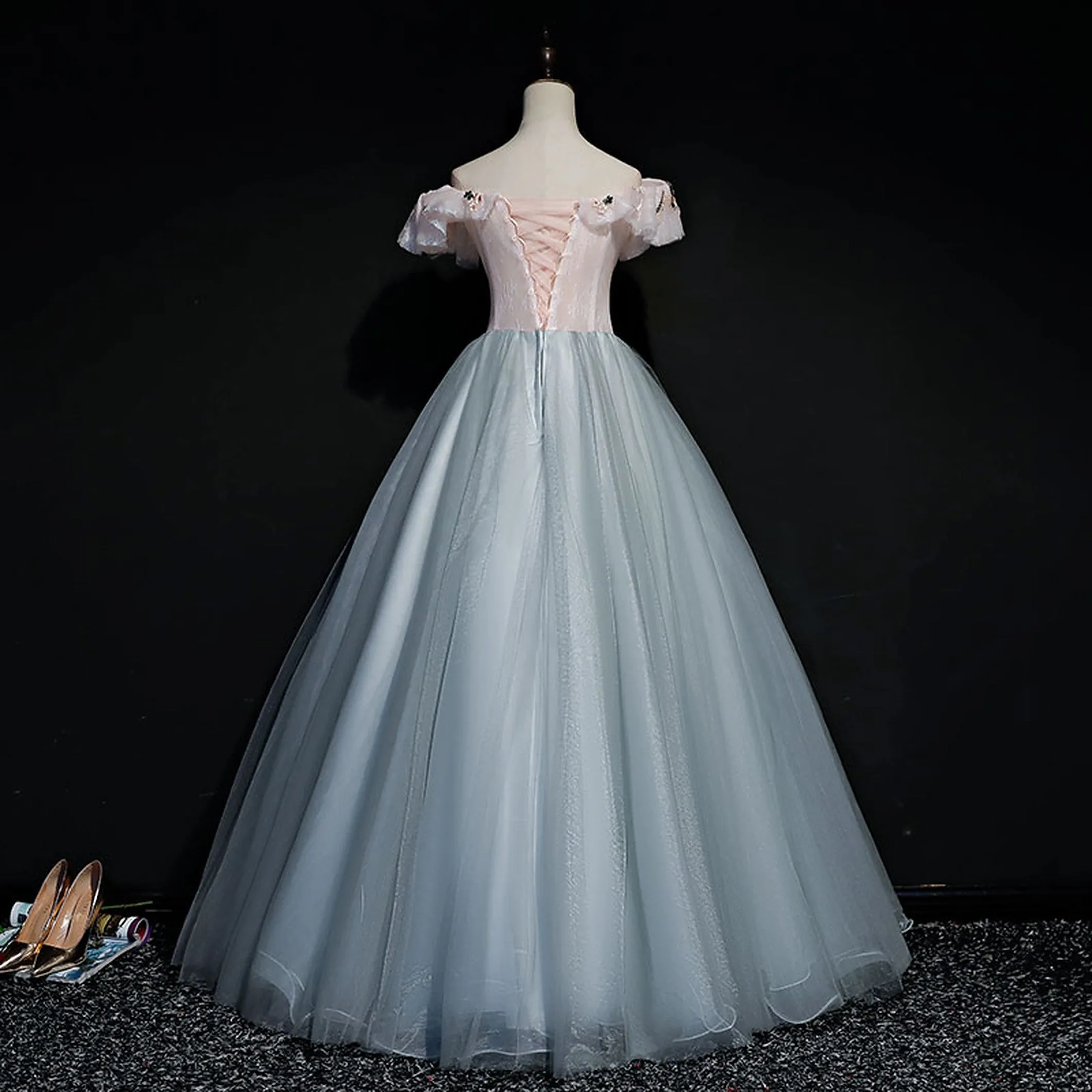 Luxury Off-Shoulder Floral Quinceañera and Evening Party Dress