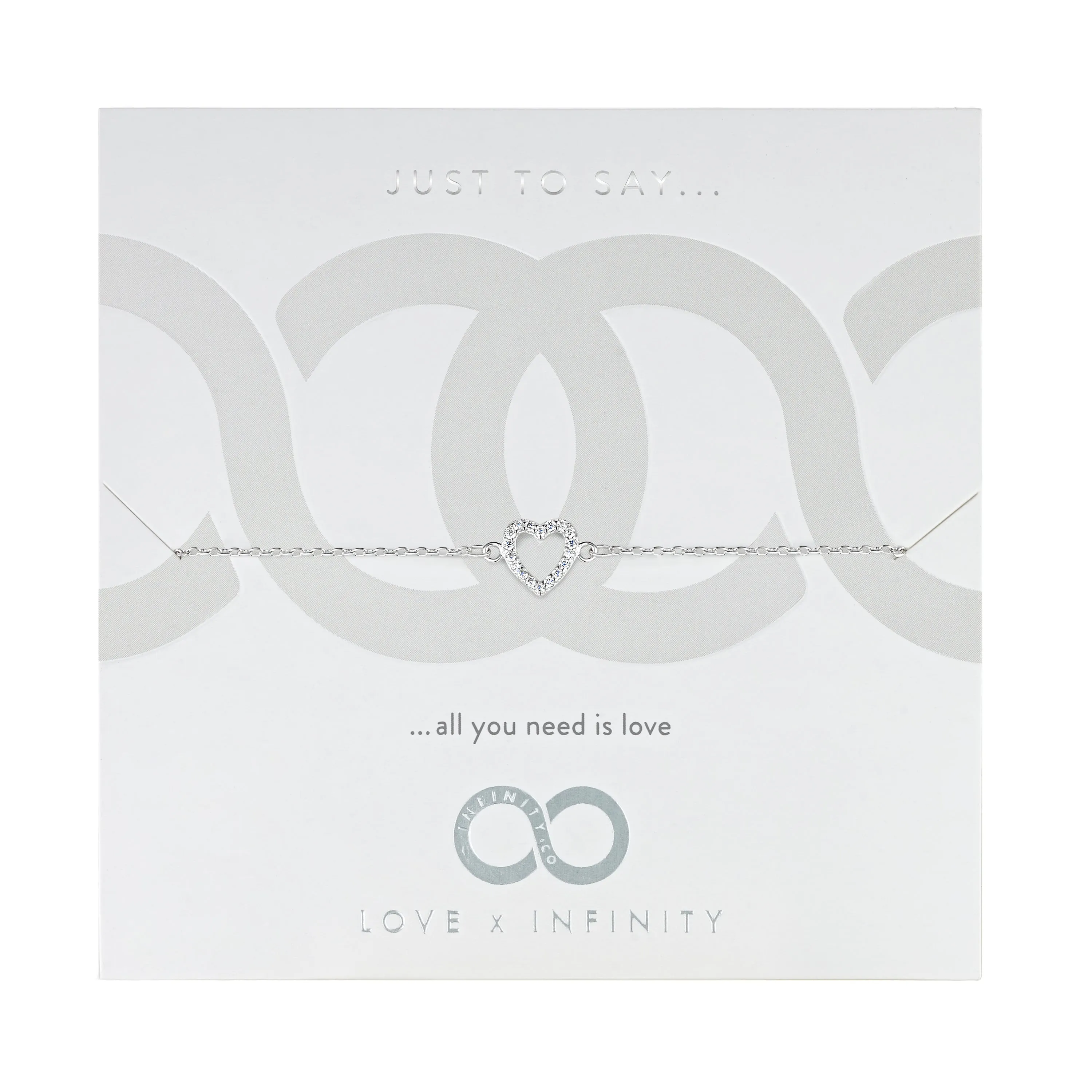 LXI Open Pave Heart Bracelet - Rhodium