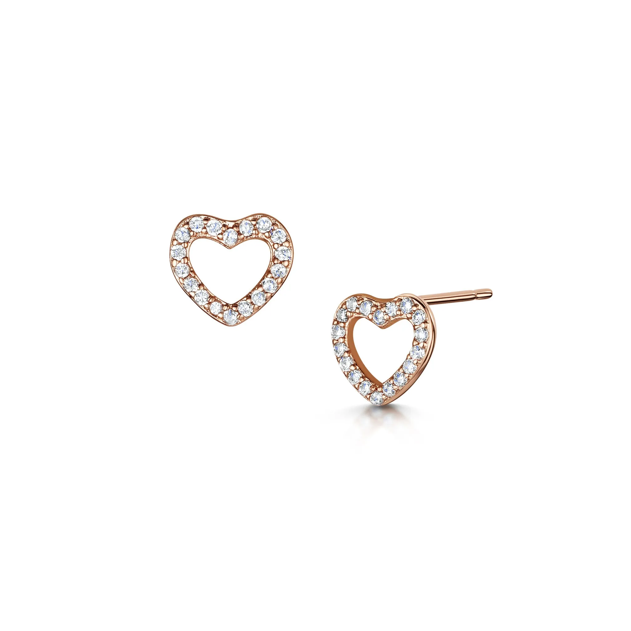 LXI Open Pave Heart Earrings - Rose Gold