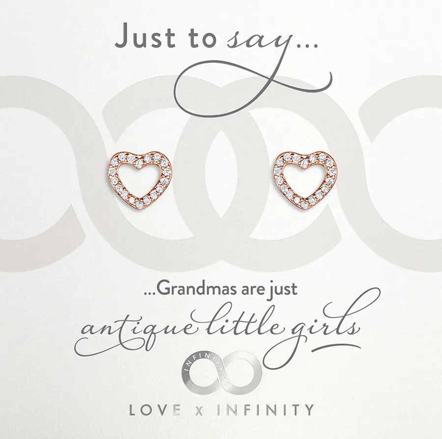 LXI Open Pave Heart Earrings - Rose Gold
