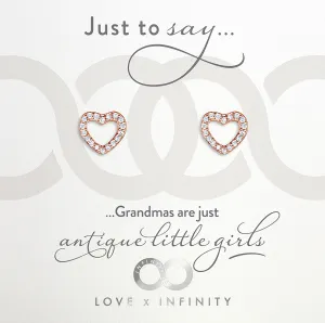 LXI Open Pave Heart Earrings - Rose Gold