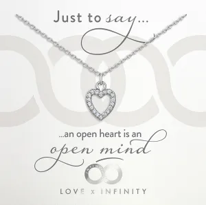 LXI Open Pave Heart Pendant - Rhodium