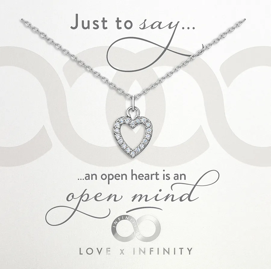 LXI Open Pave Heart Pendant - Rhodium