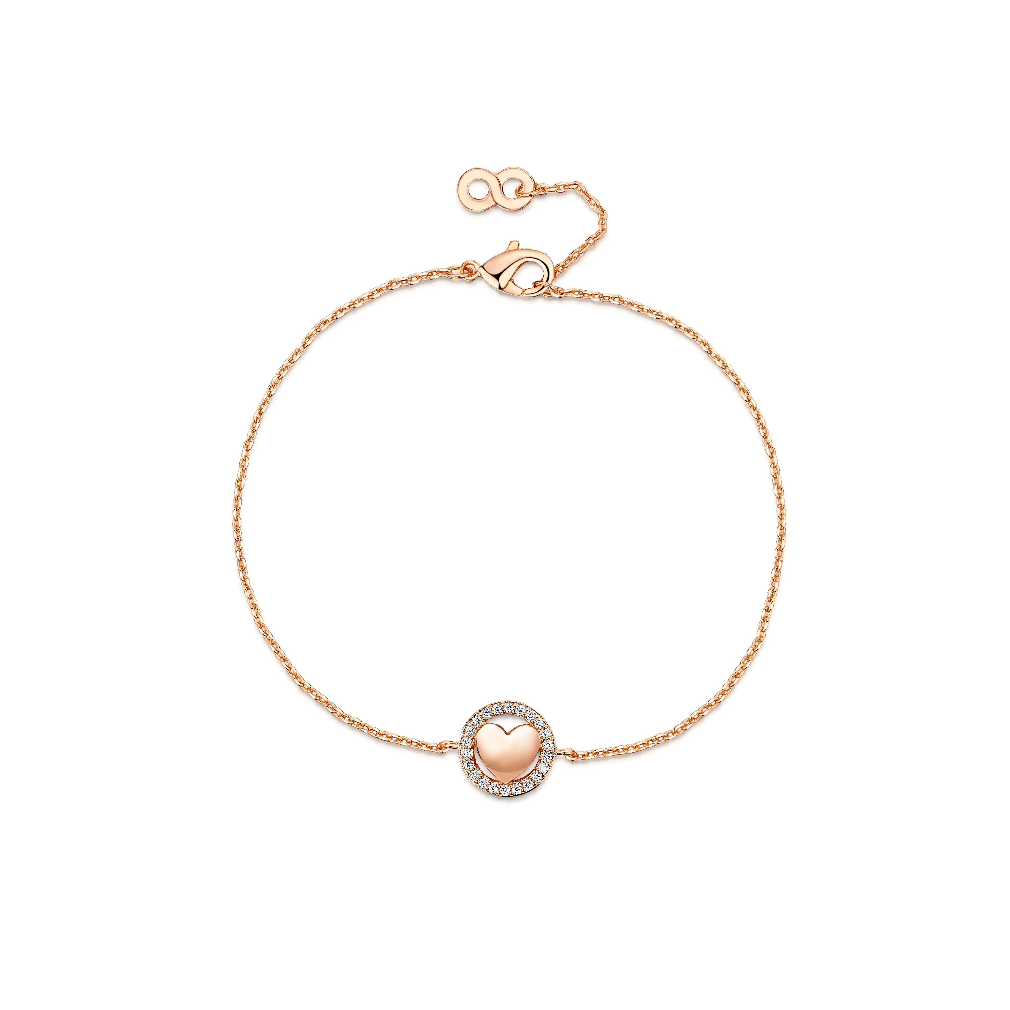 LXI Polished Heart Halo Bracelet Rose Gold
