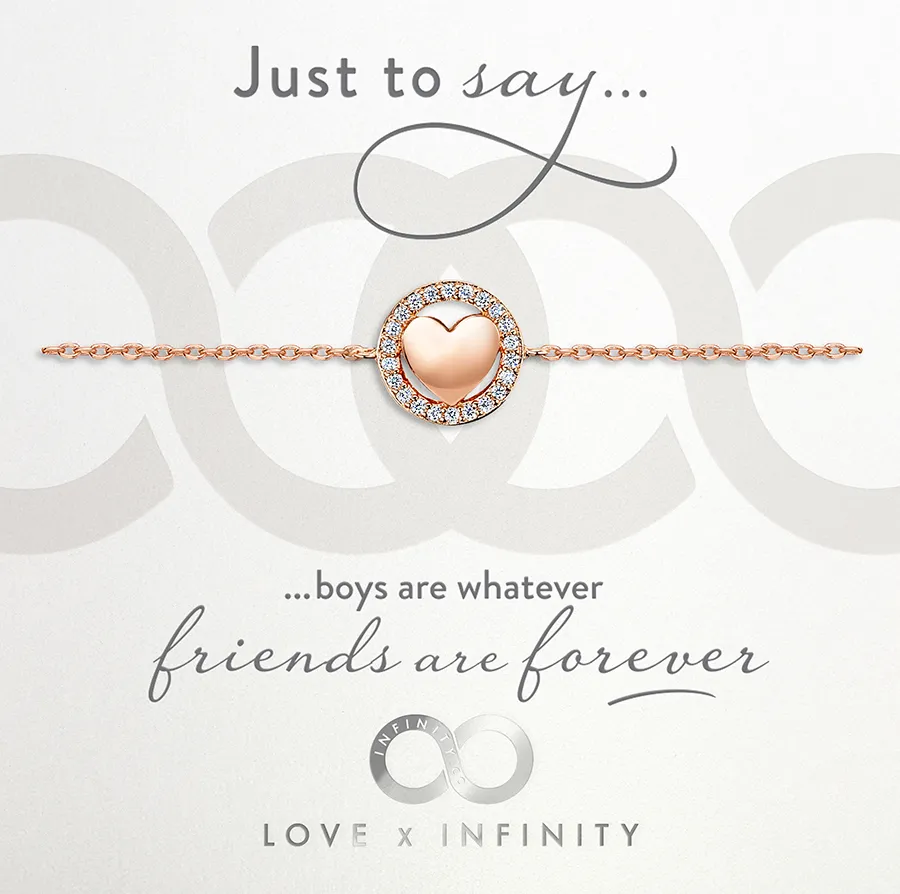 LXI Polished Heart Halo Bracelet Rose Gold