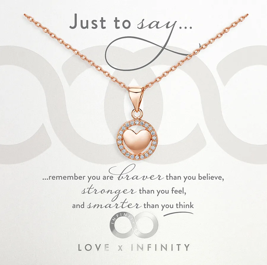 LXI Polished Heart Halo Pendant Rose Gold