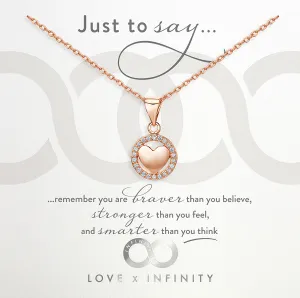 LXI Polished Heart Halo Pendant Rose Gold
